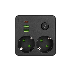 Rozgałęźnik Modi czarny 2x230V + 2x USB-A 1x USB-C-33249